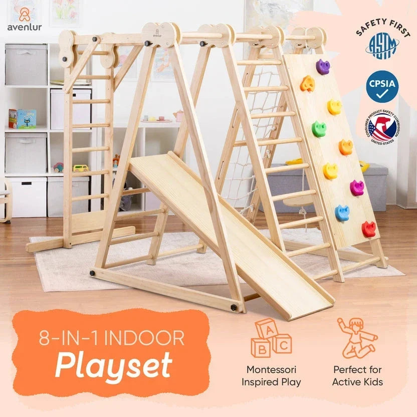 Avenlur 8 in 1 Chestnut | Foldable Jungle Gym - Play Equipment