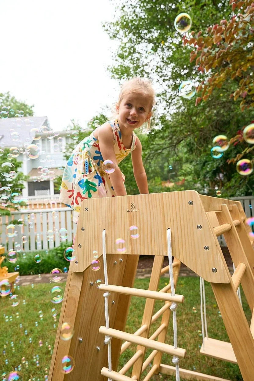 Avenlur Magnolia 7-in-1 Real Wood Playset | Indoor & Outdoor Climbing Gym for Kids