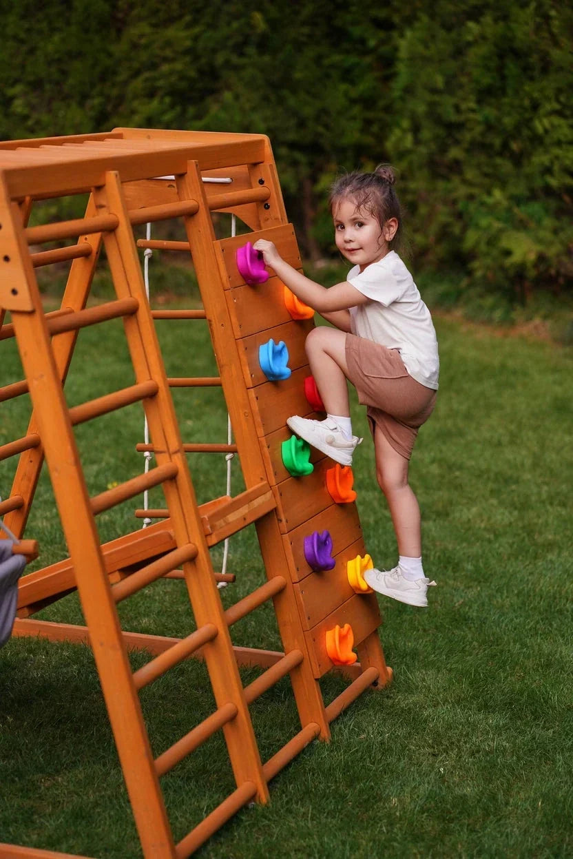 Avenlur Magnolia 7-in-1 Real Wood Playset | Indoor & Outdoor Climbing Gym for Kids