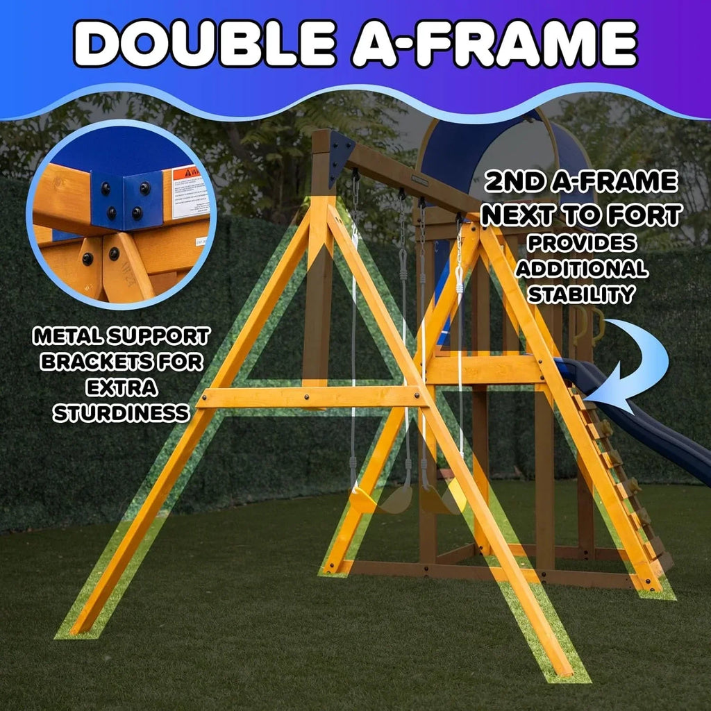 Sportspower Amelia Heavy-Duty Cedar Wooden A-Frame Swing Set