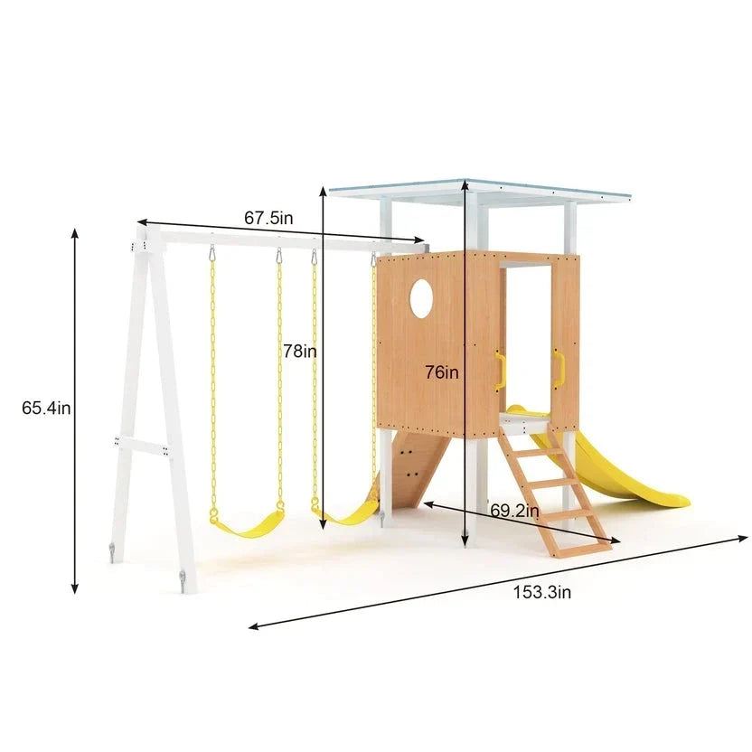 Avenlur Forest Small Outdoor Toddler Swing Set Compact Wooden Swing Frame for Babies & Kids