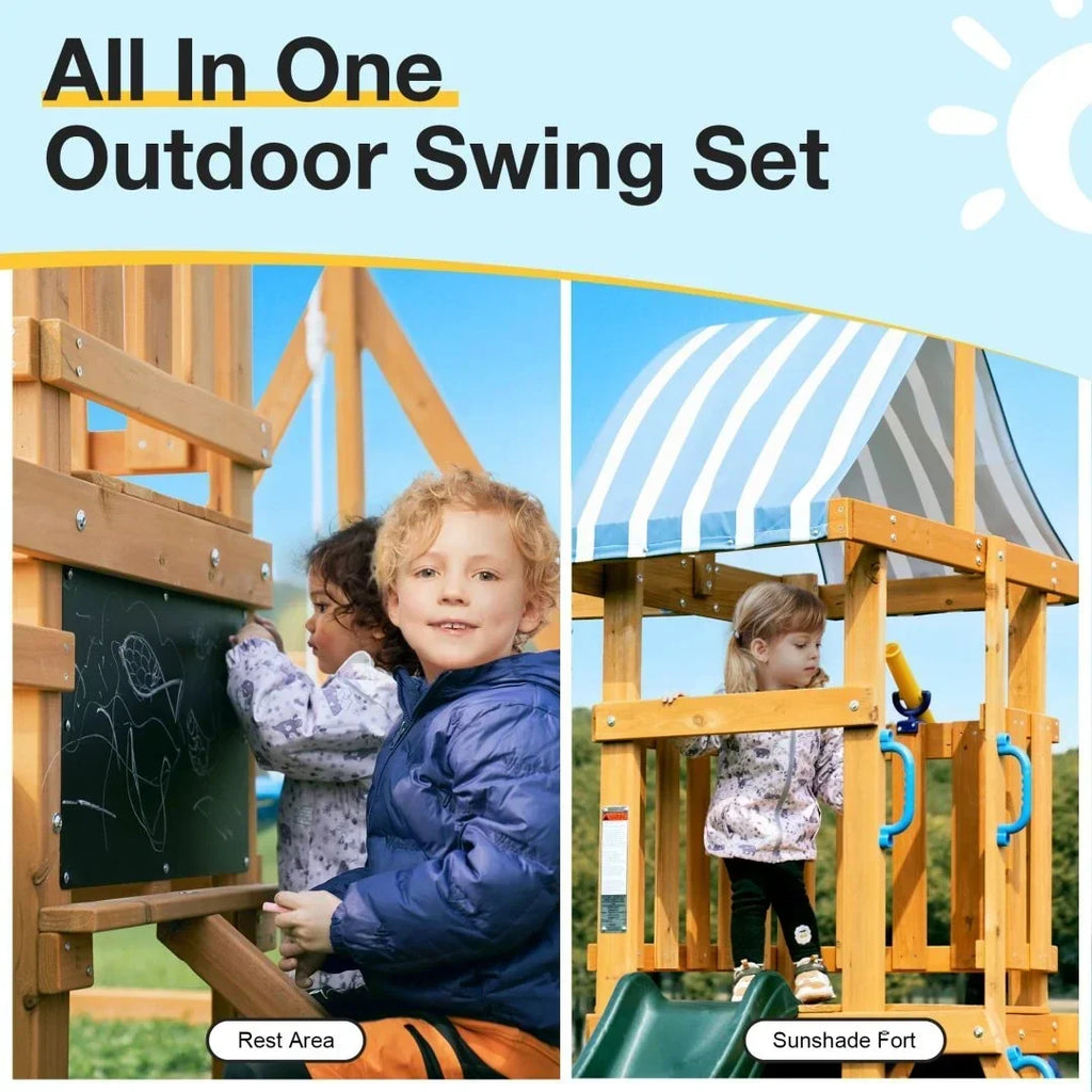 Robud Wooden Swing Sets for Backyard - Play Equipment