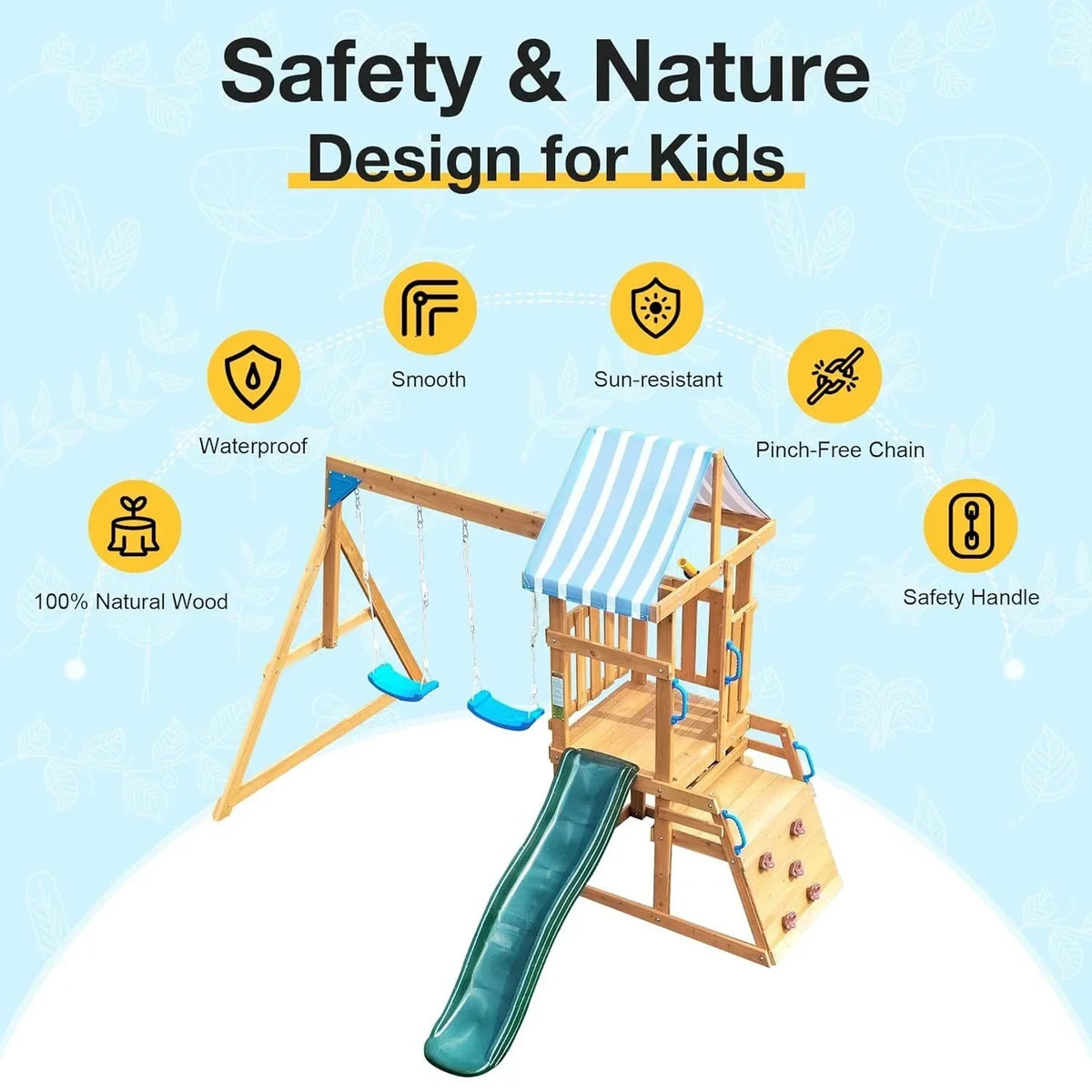 Robud Wooden Swing Sets for Backyard - Play Equipment