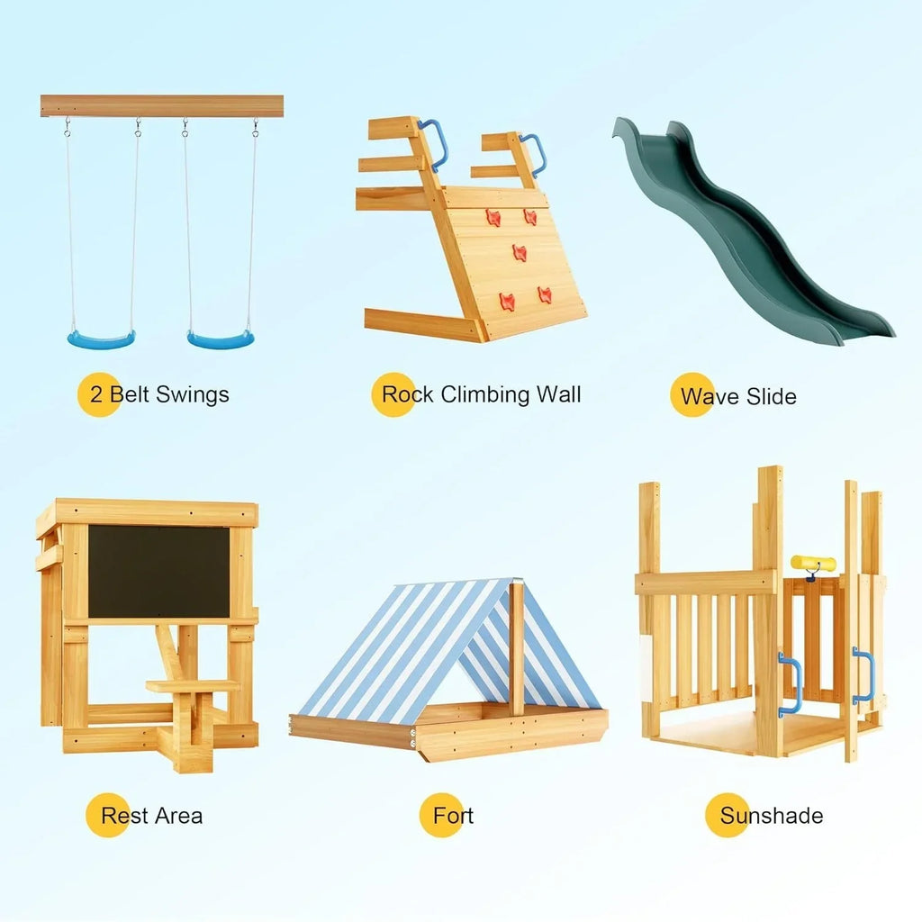 Robud Wooden Swing Sets for Backyard - Play Equipment