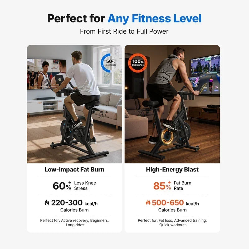 Merach S26 Magnetic Exercise Home Stationary Bike with Free App Quiet Indoor Cycling Bike with 300lbs Weight Capacity Dumbbell Rack