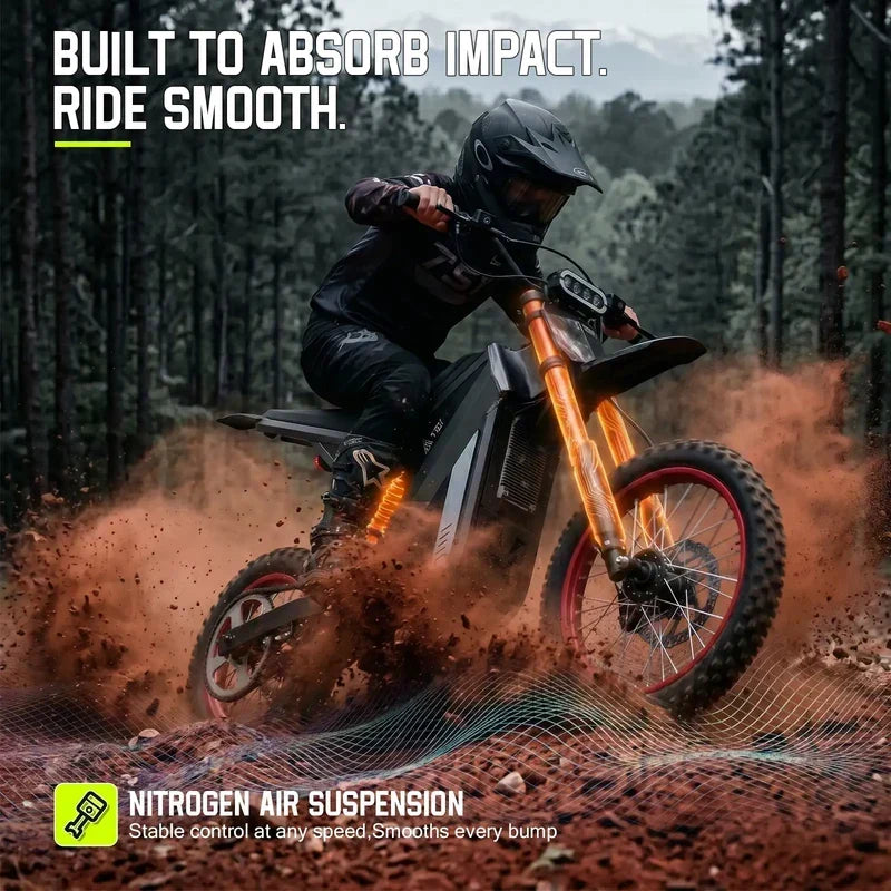 TST GT63 Electric Dirt Bike, 2400W Brushless Hub Motor, 45 MPH Top Speed, 48V 22.5Ah Battery with 50 Mile Range, 210Nm Torque, Front Hydraulic