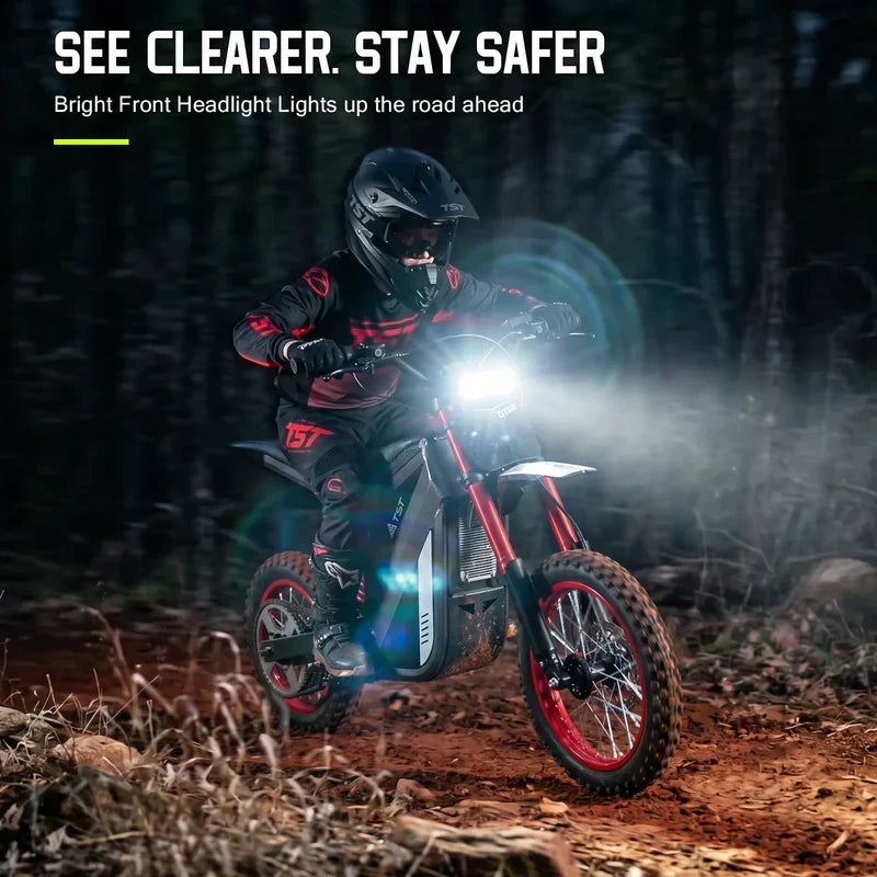 TST GT63 Electric Dirt Bike, 2400W Brushless Hub Motor, 45 MPH Top Speed, 48V 22.5Ah Battery with 50 Mile Range, 210Nm Torque, Front Hydraulic