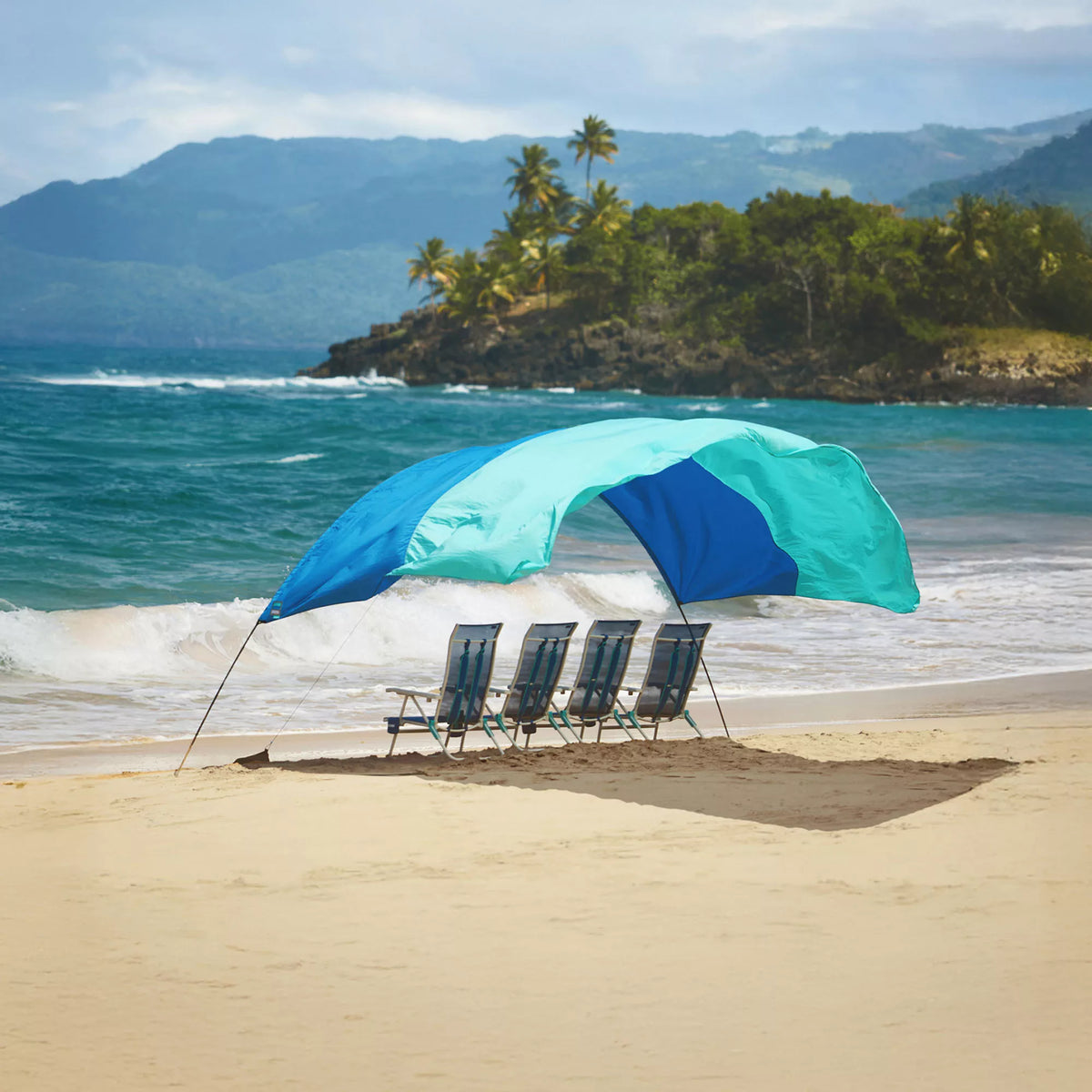 Shibumi Shade Classic Bundle with Quiet Canopy, the Original Wind-Powered Beach Shade, Provides 150 Sq. Ft. of Shade, Weighs Only 4 Lbs, Sets up in 3