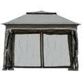 Arlmont & Co 11 ft X Pop Up Canopy Gazebo, Outdoor Patio Shelter With Detachable Zipper Net. Instant Tent For Backyard And Garden. Dark Gray. 114 Sq