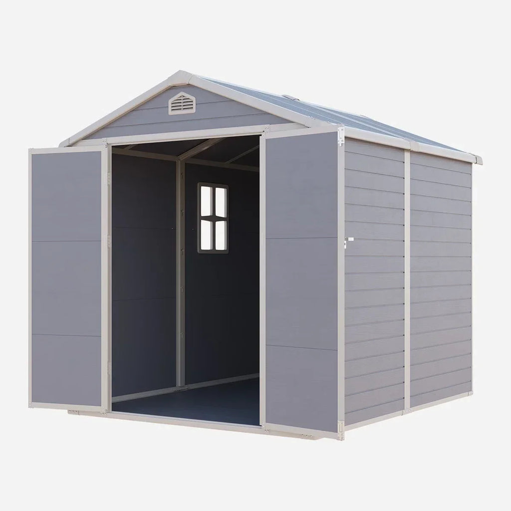 JoyDale 4x6 Ft Resin Outdoor Storage Shed With Built-in Ventilation & Lockable Door For Backyard