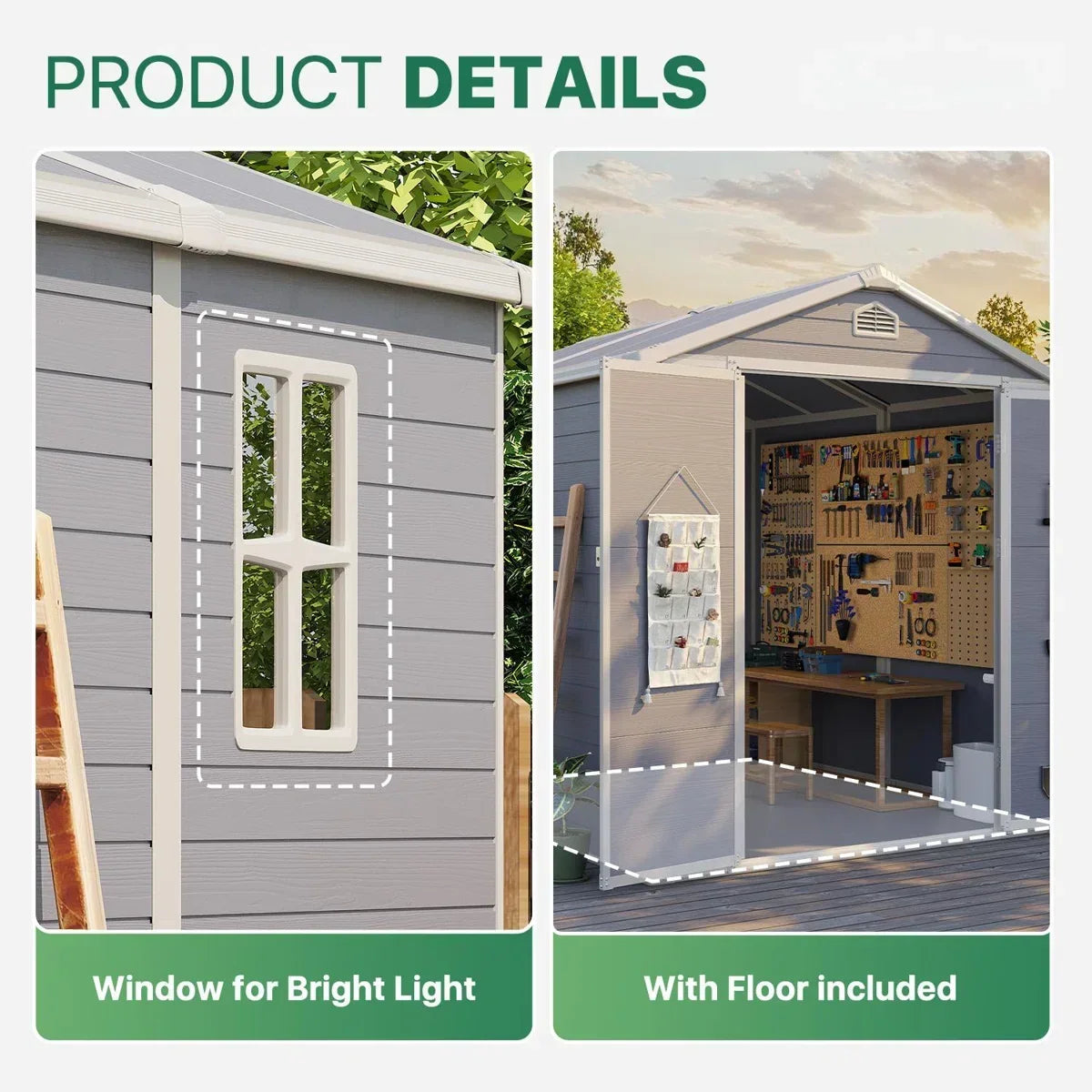 JoyDale 4x6 Ft Resin Outdoor Storage Shed With Built-in Ventilation & Lockable Door For Backyard