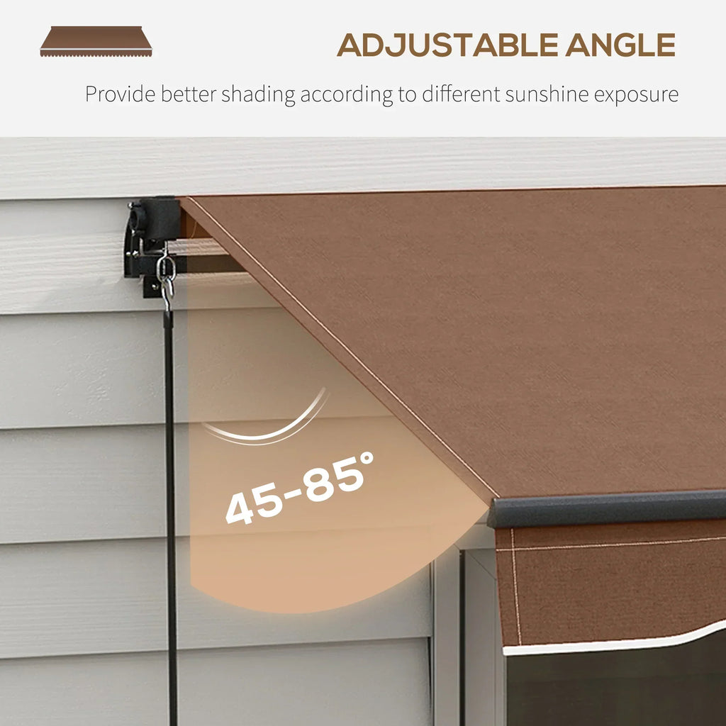 Outsunny 16 ft x 10 ft Retractable Sunshade Awning, UV-Resistant 280GSM Canopy, Brown