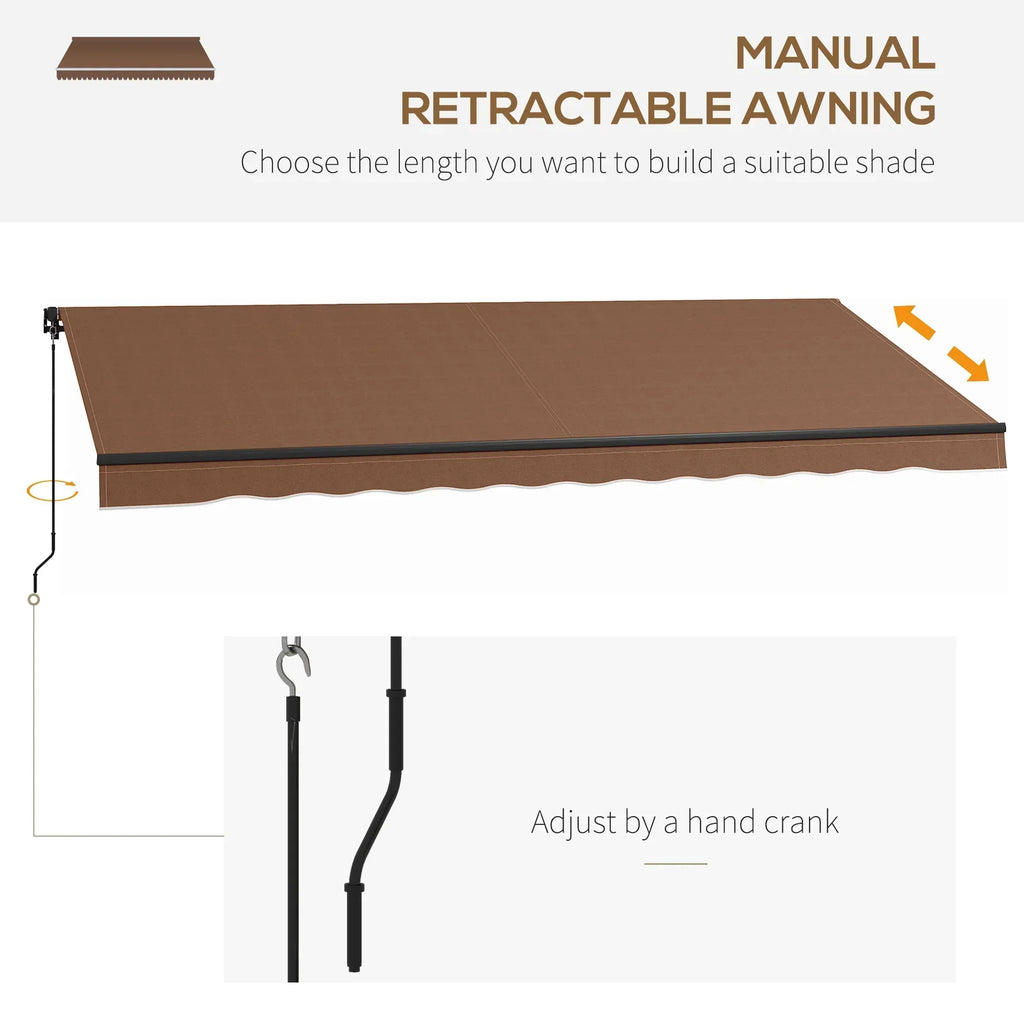 Outsunny 16 ft x 10 ft Retractable Sunshade Awning, UV-Resistant 280GSM Canopy, Brown