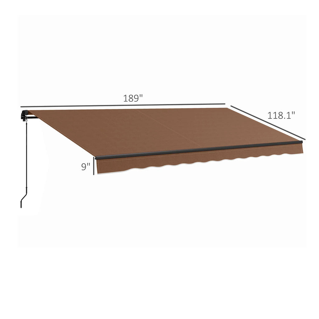 Outsunny 16 ft x 10 ft Retractable Sunshade Awning, UV-Resistant 280GSM Canopy, Brown