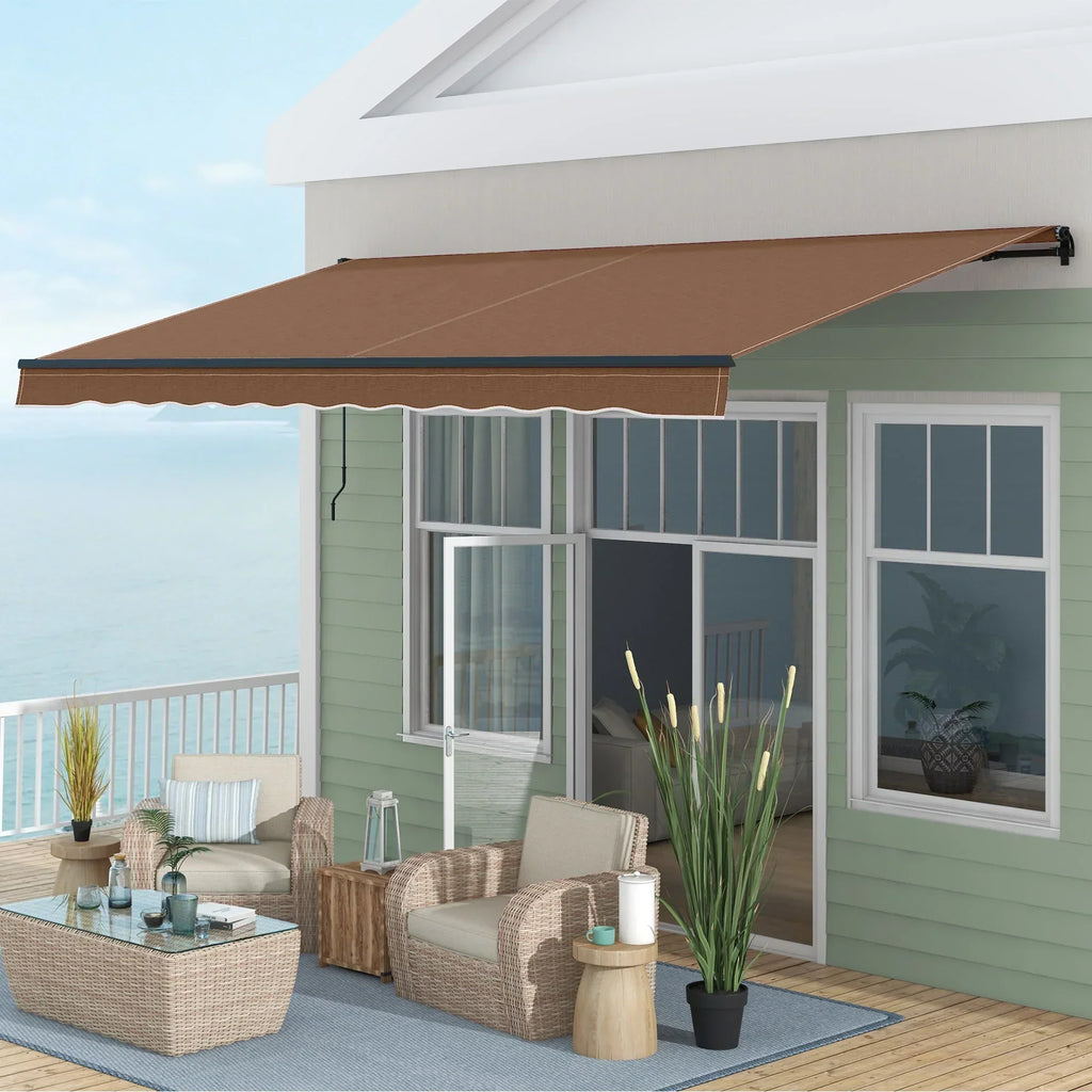 Outsunny 16 ft x 10 ft Retractable Sunshade Awning, UV-Resistant 280GSM Canopy, Brown