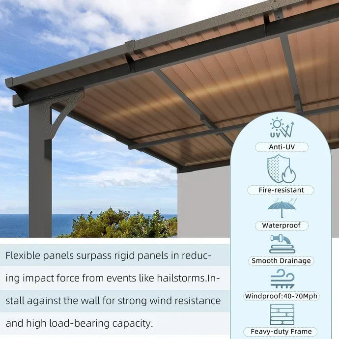 Aecojoy 10 ft x 10 ft Adjustable Height Wall Mounted Outdoor Gazebos Pergola