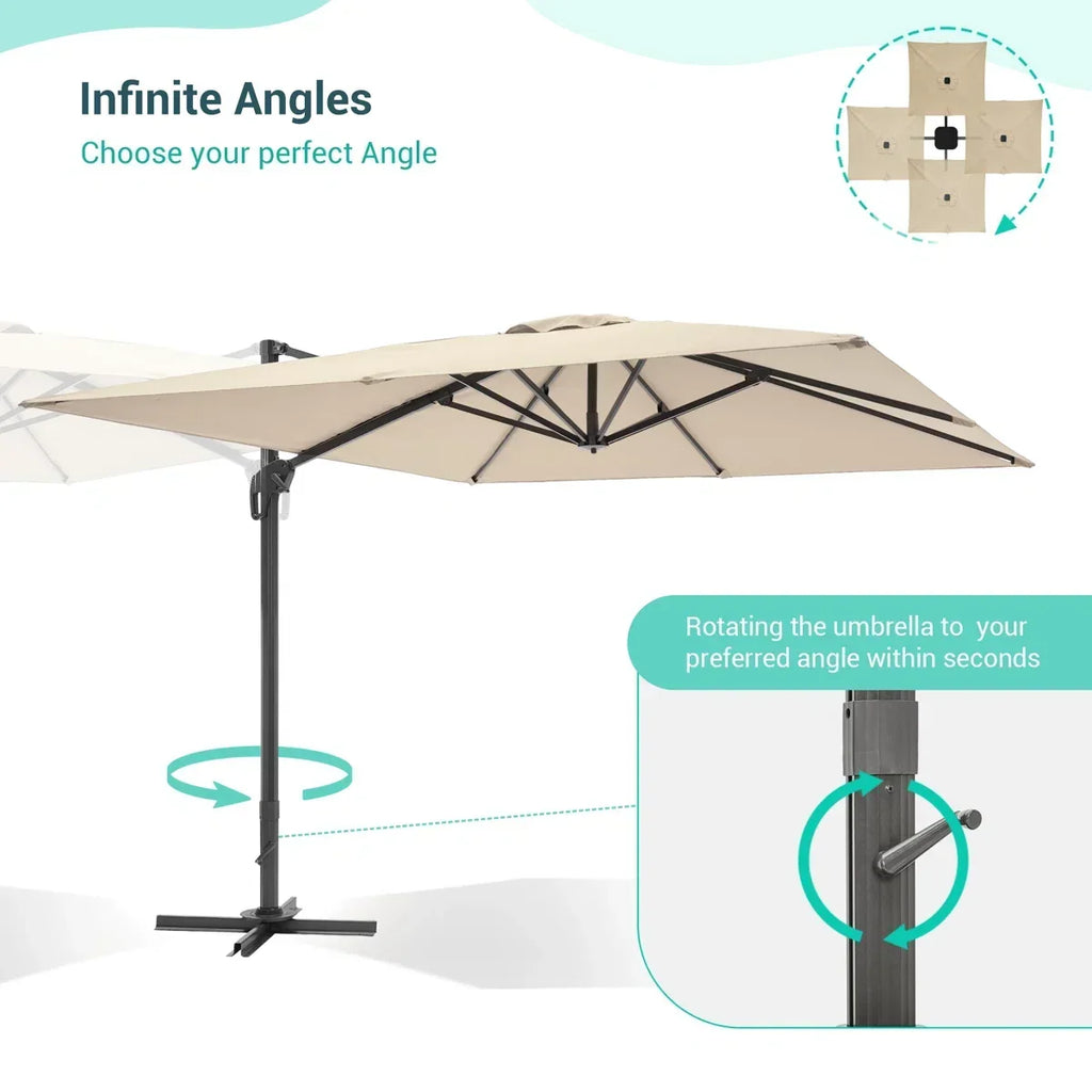 Arlmont & Co Shavonne Patio 11.5 ft x 9 ft Cantilever Umbrella with Crank Lift