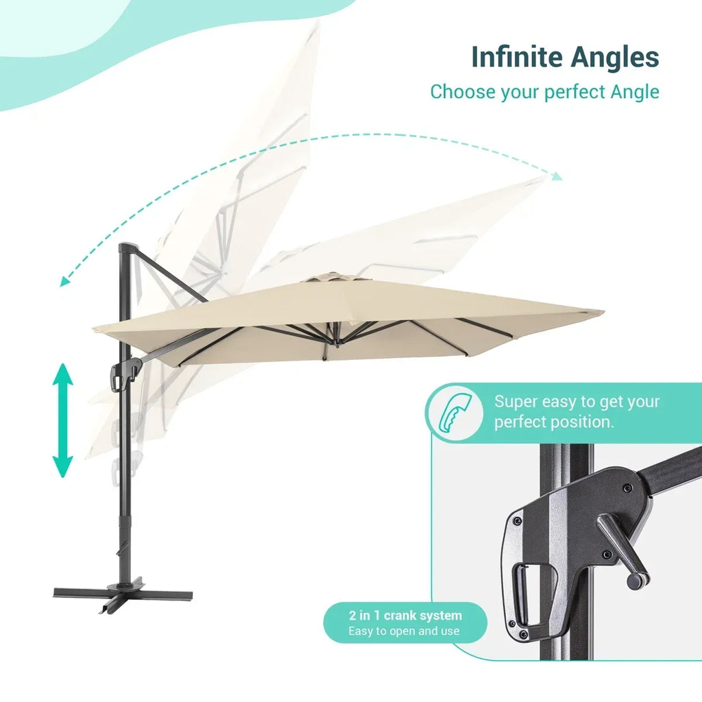 Arlmont & Co Shavonne Patio 11.5 ft x 9 ft Cantilever Umbrella with Crank Lift
