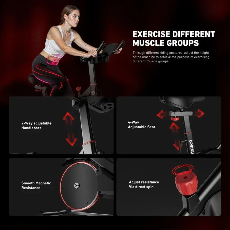 DeerRun S500 Pro King Size Indoor Exercise Bike for Tall Riders 32 Magnetic Adjustable Resistance, LED Screen