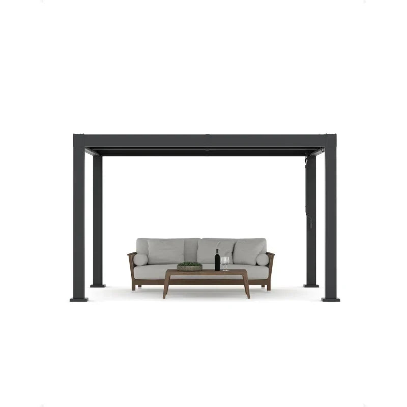 Enjyam Modern Louvered Pergola with Aluminum Frame, Adjustable Louvers & Integrated Drainage, Weather-Resistant Gazebo for Deck or Backyard, 10x12 FT