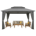 Furmax 13 Ft. W x 10 Ft. D Soft Top Steel Patio Gazebo with 2-Tier Canopy and Zippered Mesh Netting for Outdoor, Patio, Garden, and Backyard