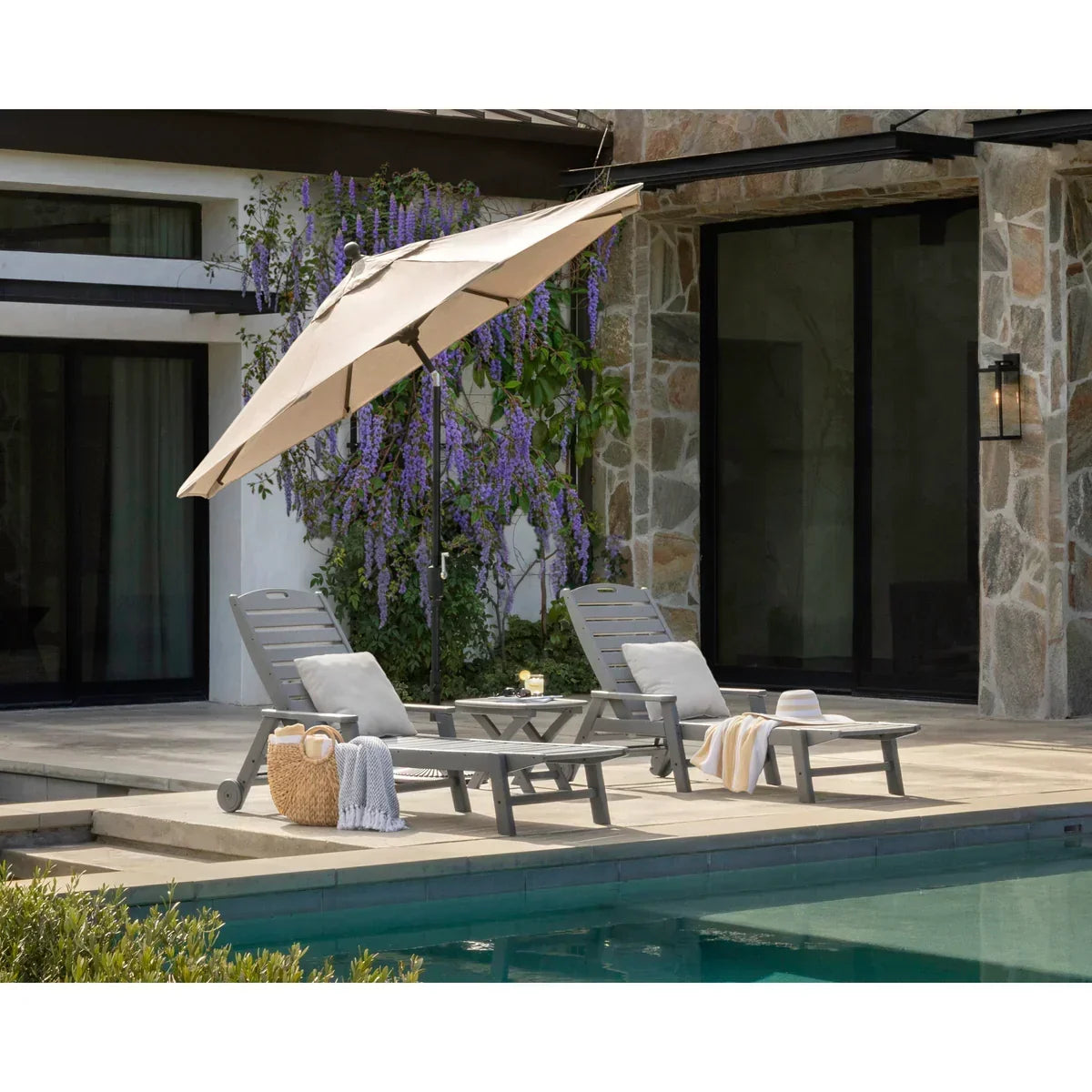 Polywood 9 ft Tilt Market Umbrella & Base