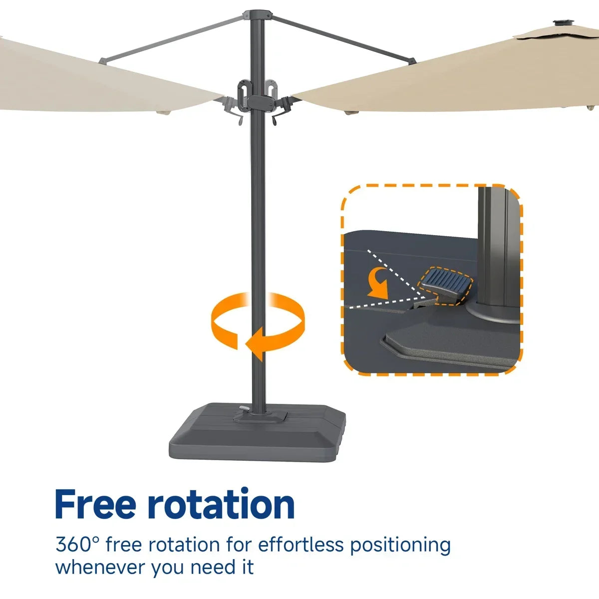 Latitude Run 11 ft Patio Cantilever Umbrella with Wind-Vent, 240g Solution-Dyed Fabric, Solar LED Lights and Weighted Base Included