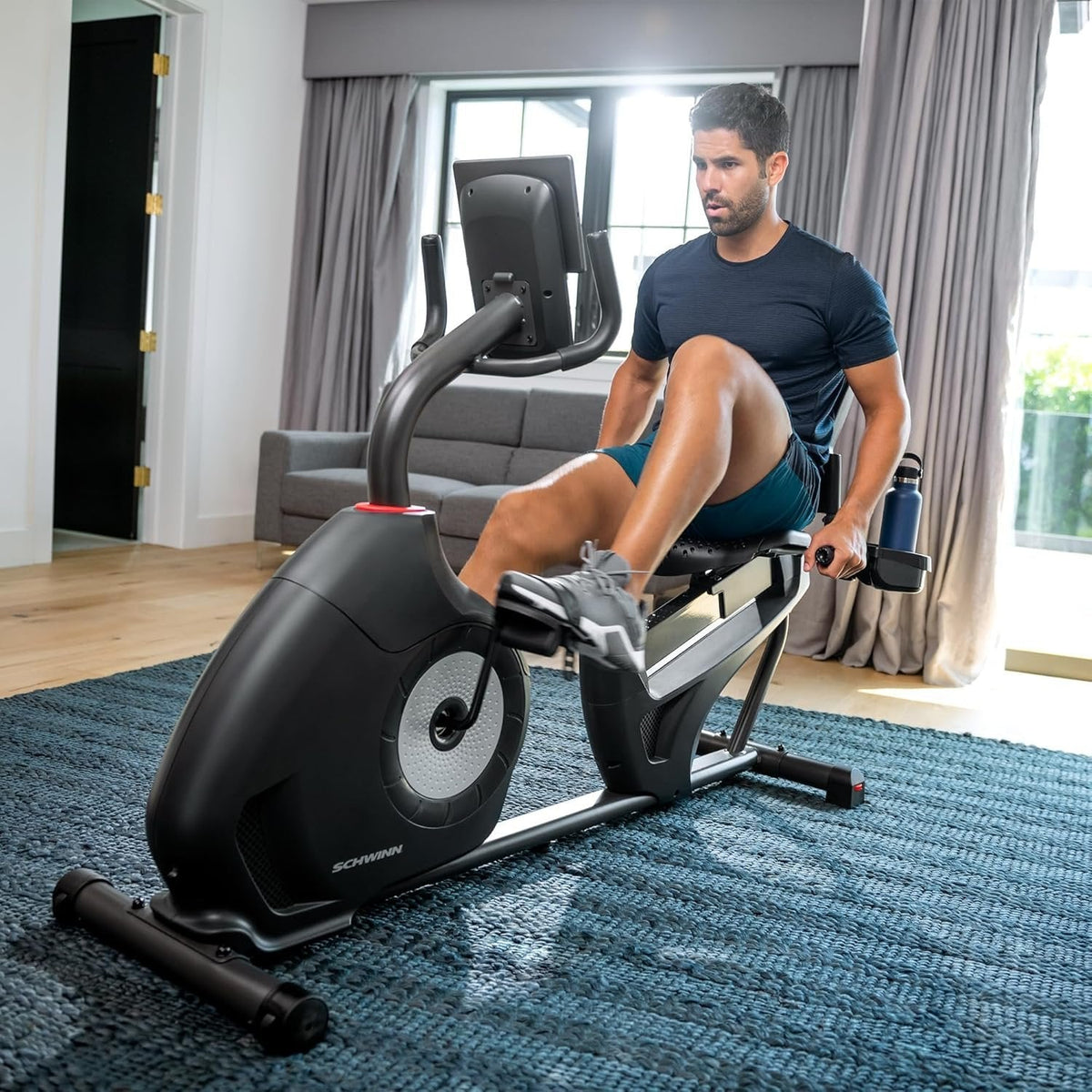 Schwinn 230 Recumbent Exercise Bike with Explore the World and Zwift Compatibility