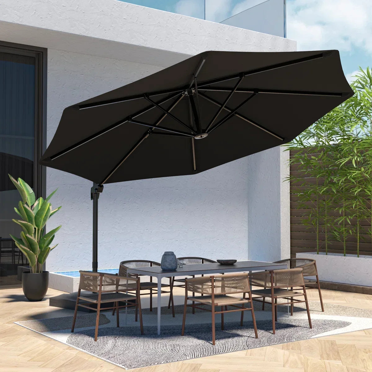 Freeport Park Cathleen 11 ft Cantilever Umbrella with Base