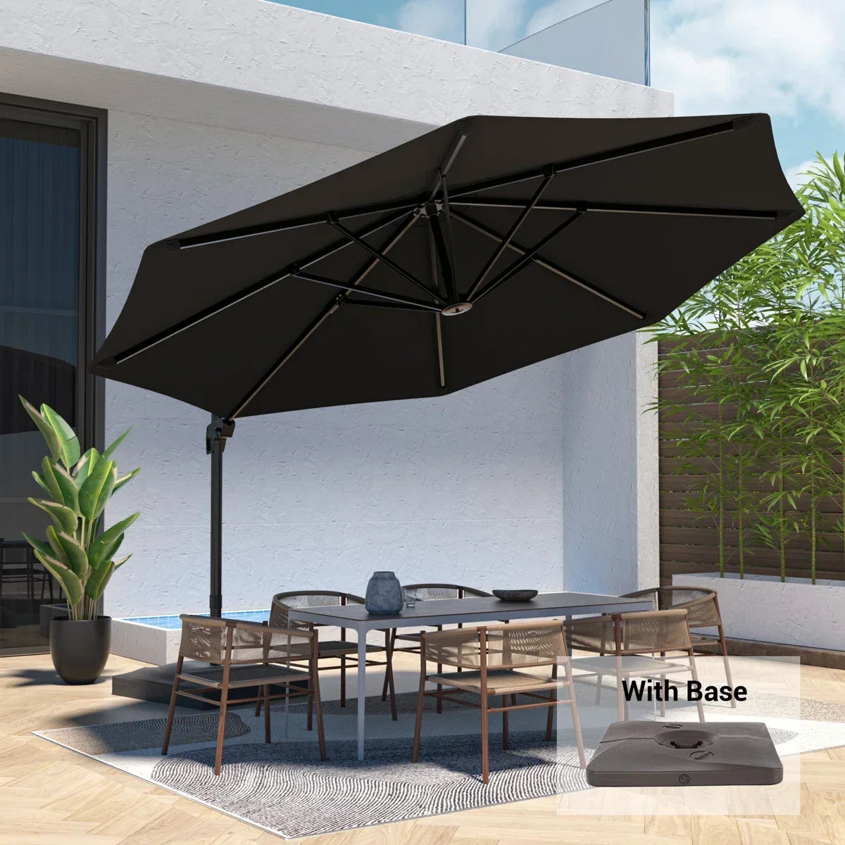 Freeport Park Cathleen 11 ft Cantilever Umbrella with Base