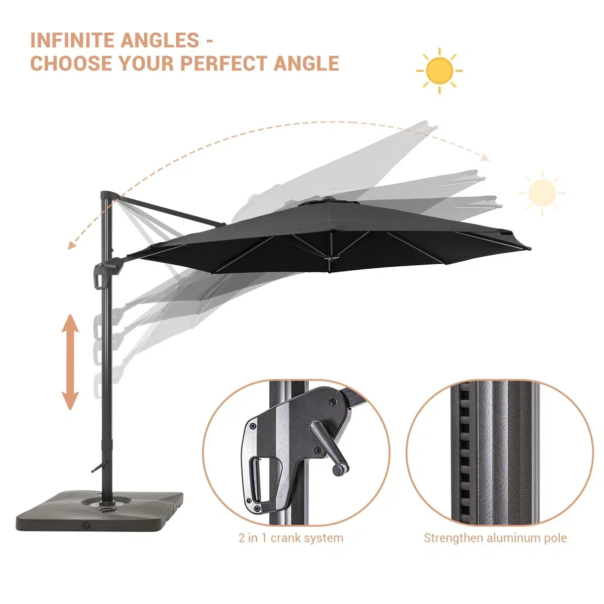 Freeport Park Cathleen 11 ft Cantilever Umbrella with Base