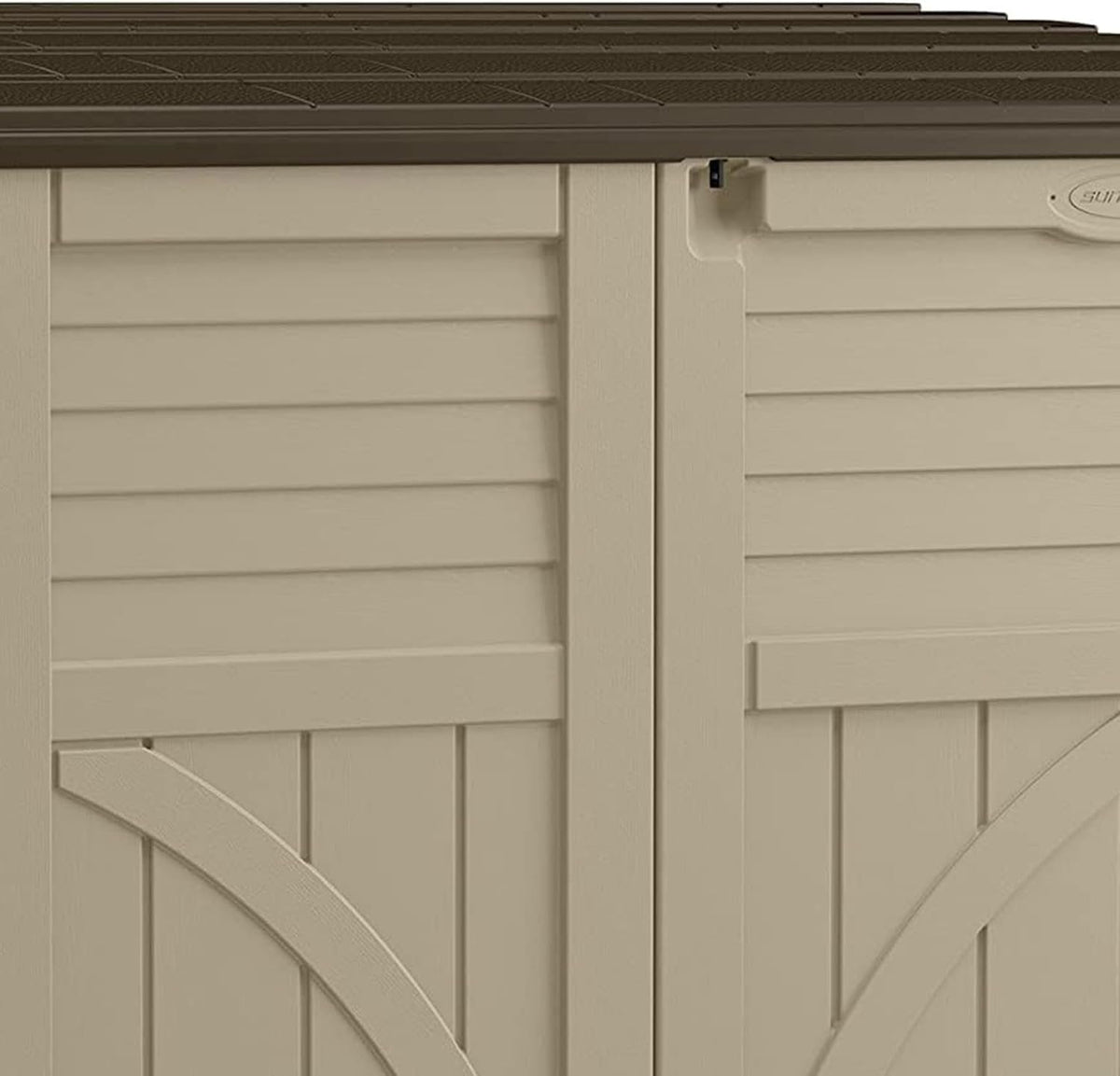 Suncast 34 Cu Ft Horizontal Resin Storage Shed - Outdoor Storage Shed with Floor Included, Lockable, Weatherproof, Fits Small