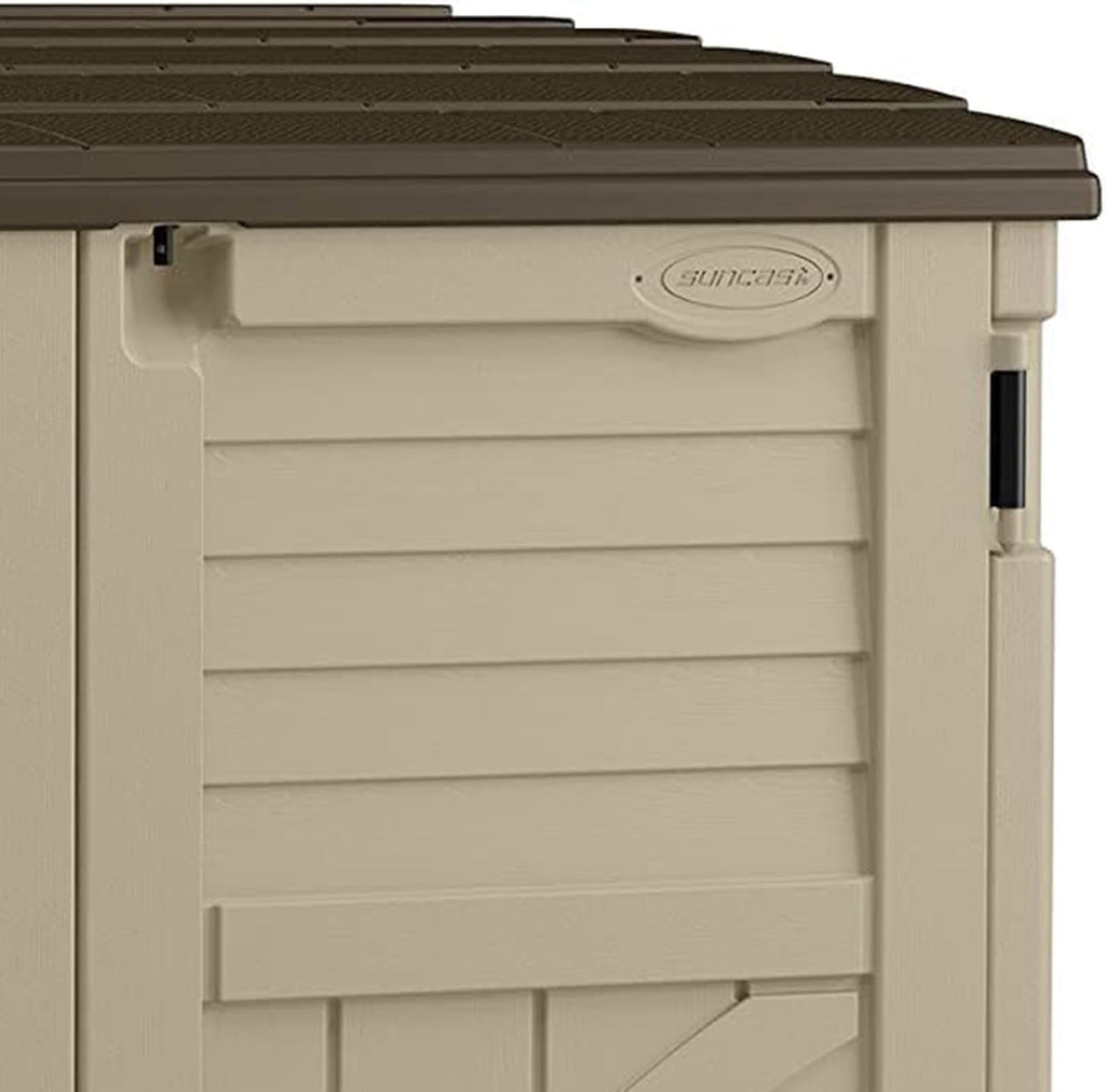 Suncast 34 Cu Ft Horizontal Resin Storage Shed - Outdoor Storage Shed with Floor Included, Lockable, Weatherproof, Fits Small