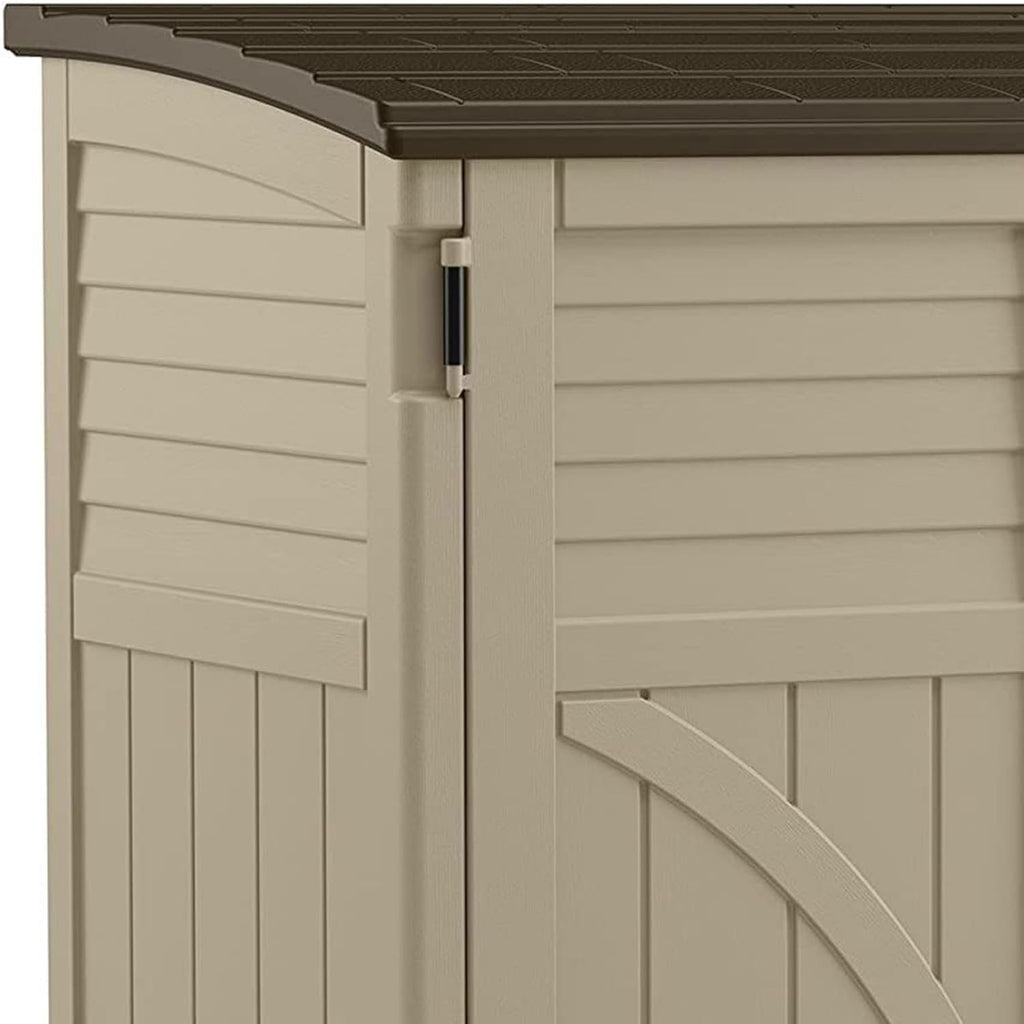 Suncast 34 Cu Ft Horizontal Resin Storage Shed - Outdoor Storage Shed with Floor Included, Lockable, Weatherproof, Fits Small