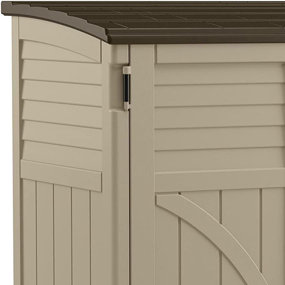 Suncast 34 Cu Ft Horizontal Resin Storage Shed - Outdoor Storage Shed with Floor Included, Lockable, Weatherproof, Fits Small