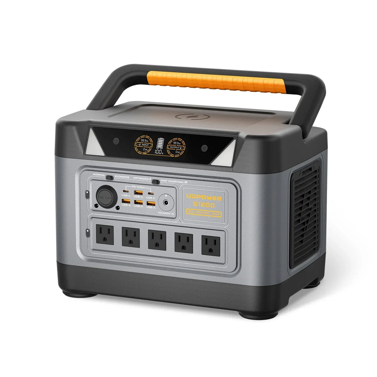 UDPOWER S1200 Portable Power Station - 1200W, 400W Solar Input, UPS
