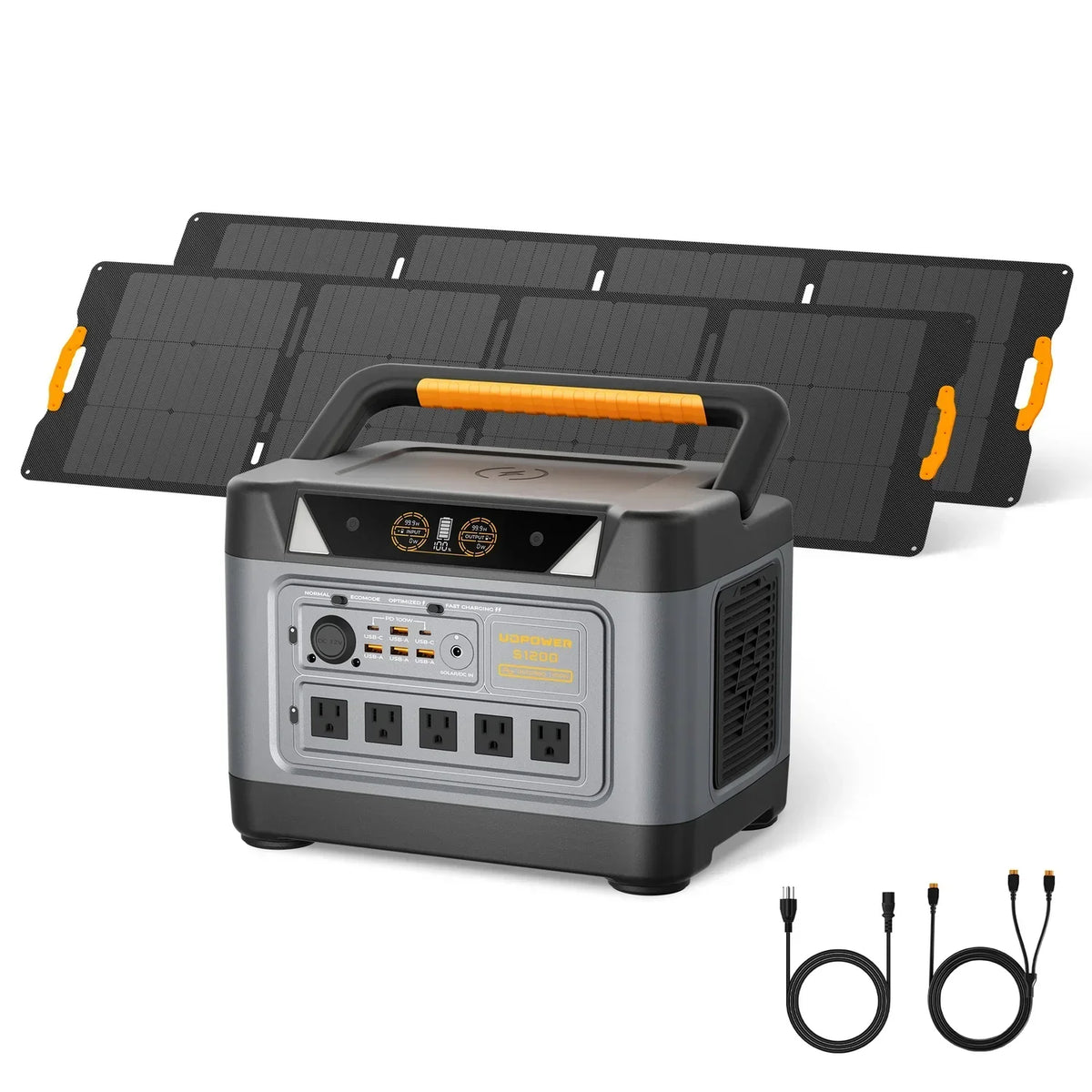 UDPOWER S1200 Portable Power Station - 1200W, 400W Solar Input, UPS