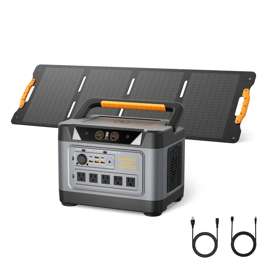 UDPOWER S1200 Portable Power Station - 1200W, 400W Solar Input, UPS