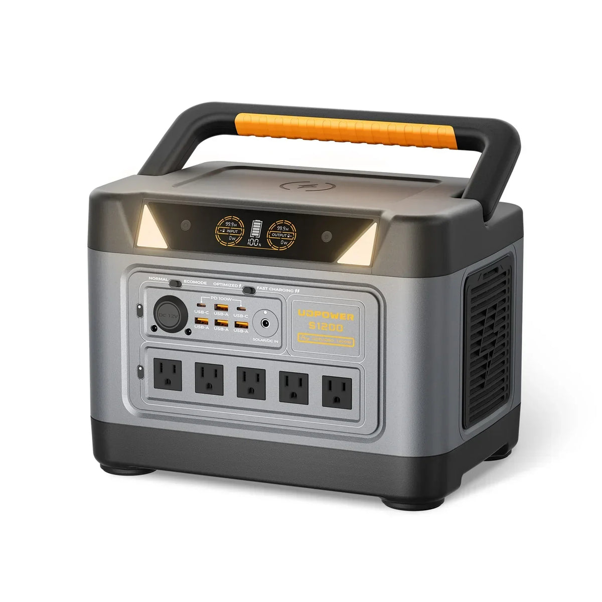 UDPOWER S1200 Portable Power Station - 1200W, 400W Solar Input, UPS