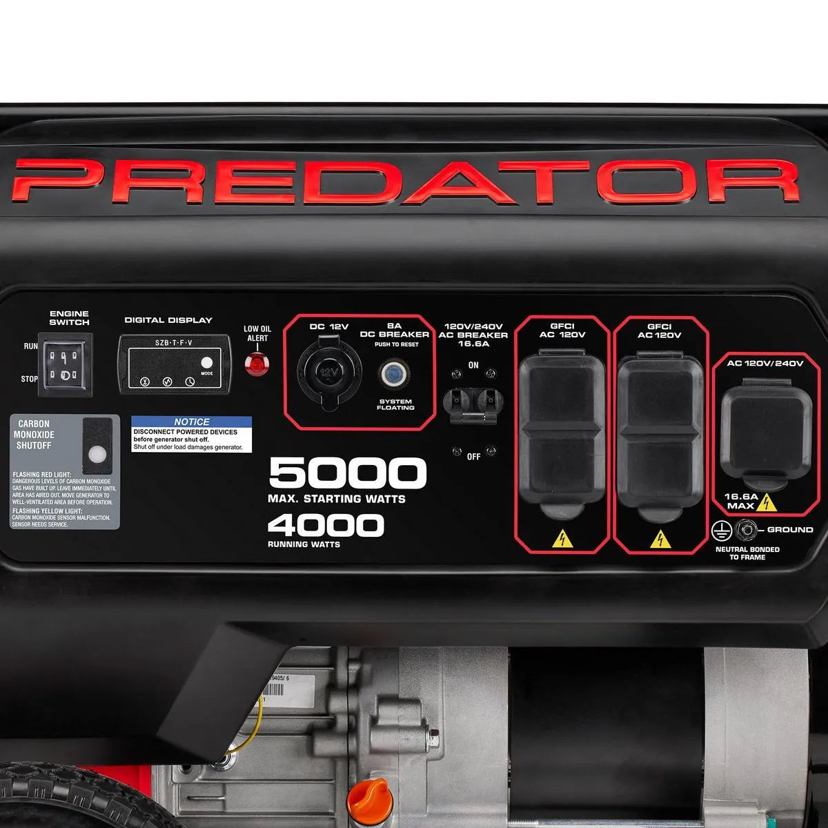 Harbor Freight Predator 5000 Watt Gas-Powered Portable Generator with CO Secure Technology, California Compliant