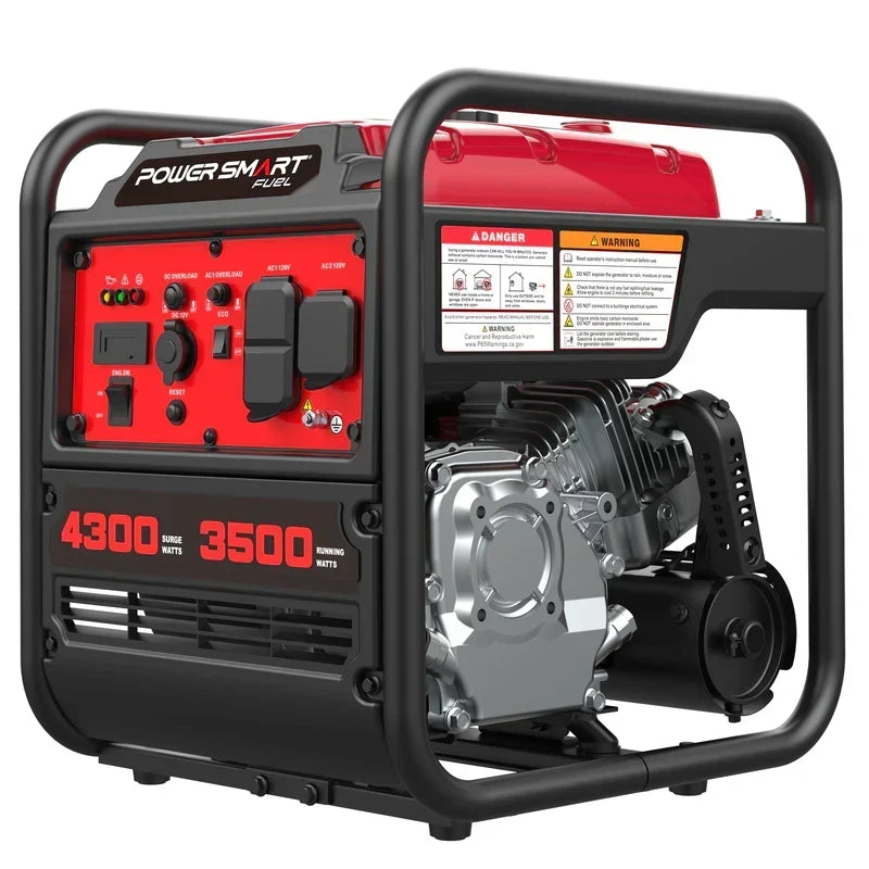 PowerSmart 4300-Watt Portable Generator with Inverter Technology, 3500W Rated, 223cc 4-Stroke Gas Powered Engine, 30 Amp for Home Backup, Camping