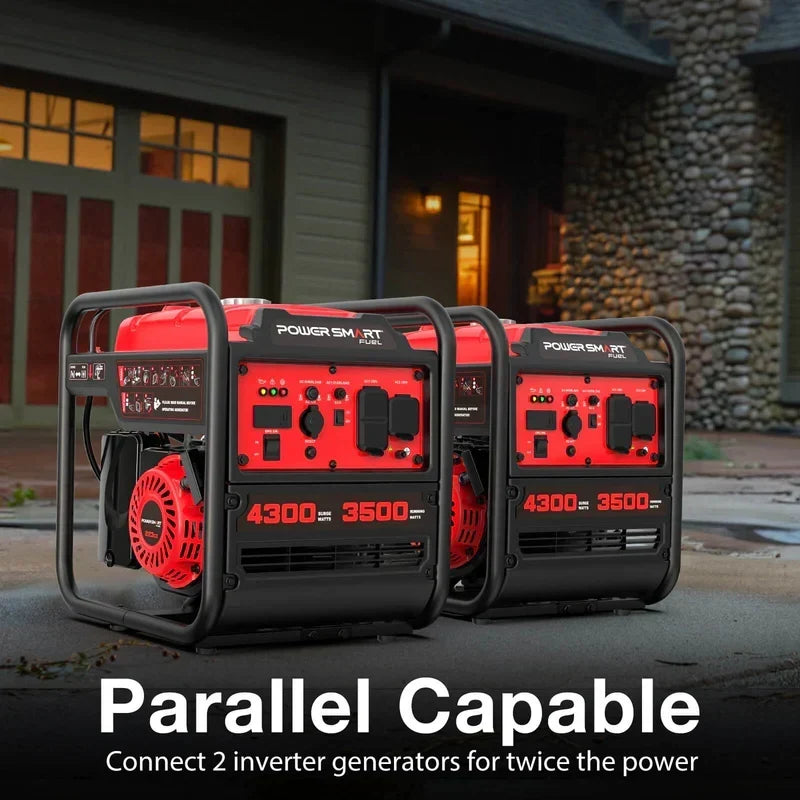 PowerSmart 4300-Watt Portable Generator with Inverter Technology, 3500W Rated, 223cc 4-Stroke Gas Powered Engine, 30 Amp for Home Backup, Camping
