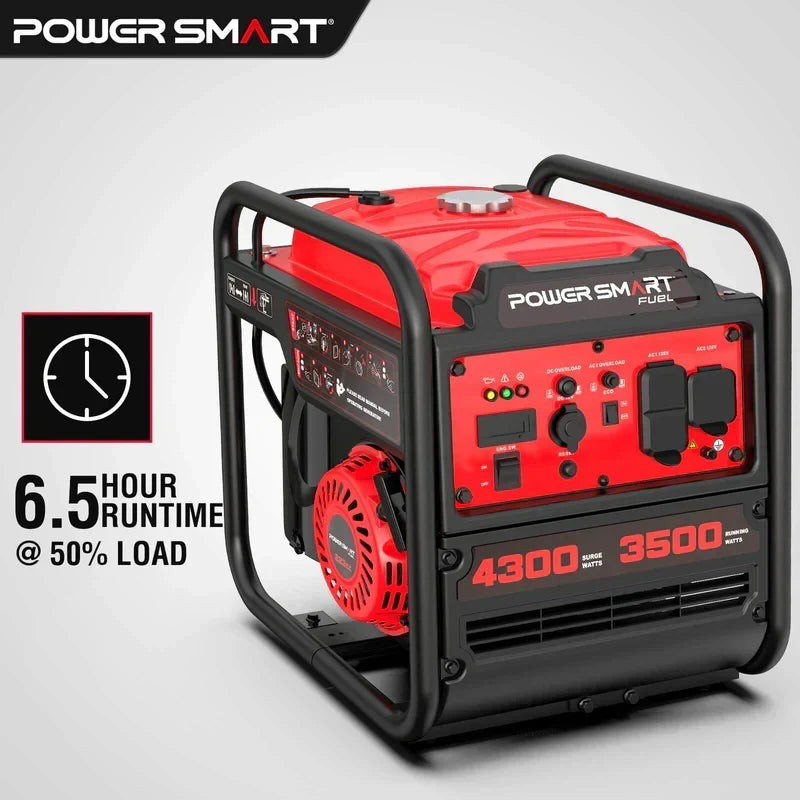 PowerSmart 4300-Watt Portable Generator with Inverter Technology, 3500W Rated, 223cc 4-Stroke Gas Powered Engine, 30 Amp for Home Backup, Camping