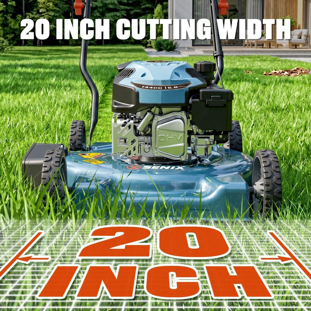 Senix 20 in 144cc 4-Cycle Gas Push Lawn Mower with Side Discharge LSPG-L4