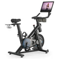Merach S26 Aura Indoor Exercise Bike with 15.6 in Full HD Rotating Touchscreen, Phone Mirroring, 8 Resistance Levels, 8-Way Adjustable Seat