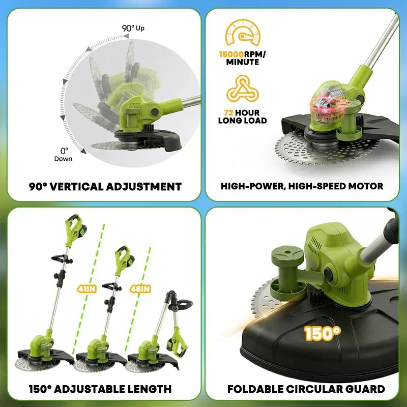 IToolMax 12-Inch Electric Weed Wacker & Eater with Detachable 4-Wheel Base