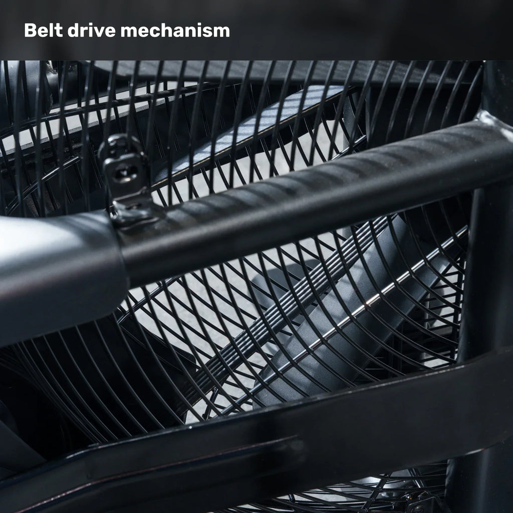 Bells of Steel Residential Air Bike with Wind Guard, Belt-Driven Full Body Fan Bike for Home Gym