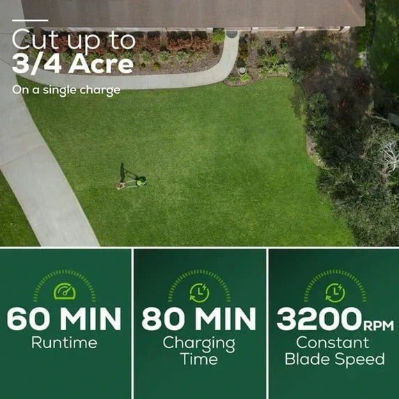 Greenworks 60V 21 in Brushless Self-Propelled Battery Powered Lawn Mower + (2) 4.0Ah Batteries & Dual Port Charger