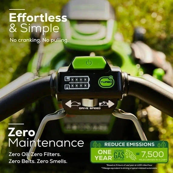 Greenworks 60V 21 in Brushless Self-Propelled Battery Powered Lawn Mower + (2) 4.0Ah Batteries & Dual Port Charger