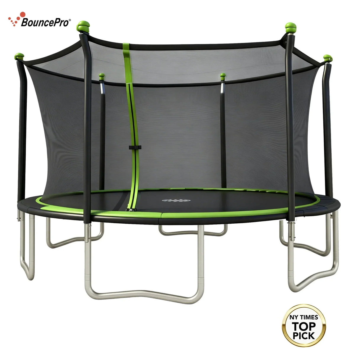 Sportspower BouncePro 14 ft Trampoline Meets ASTM Safety Standards, Heavy-Duty Rust-Resistant Steel Frame, UV-Resistant Jump Mat & Safety Net